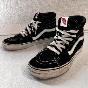 Vans Sk8 Hi Top Canvas Shoes Mens Size 7.5 Womens 9 Black White Y2K Skateboard